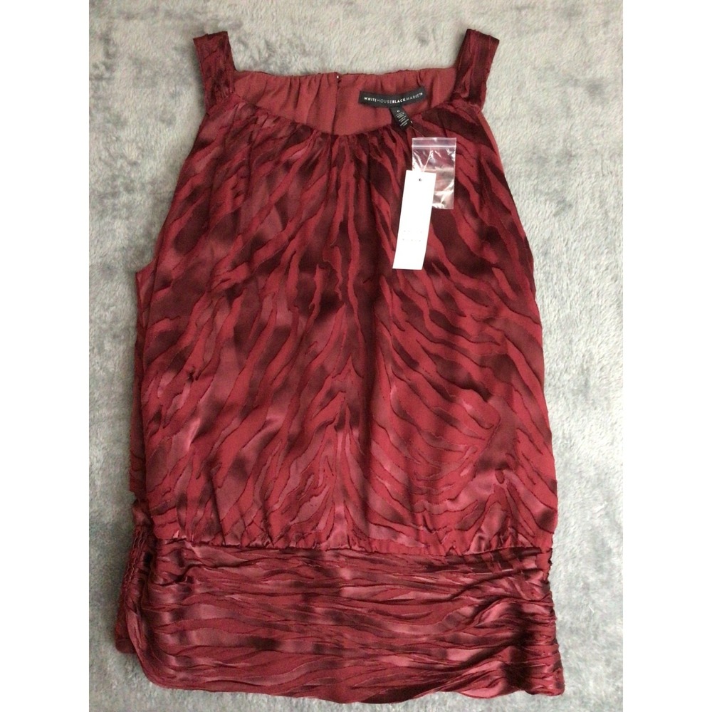 NWT White House Black Market Womens size 6 SL Halter Zebra top Hadder Red